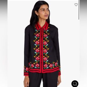 Kate Spade Rose Border Silk-blend Shirt